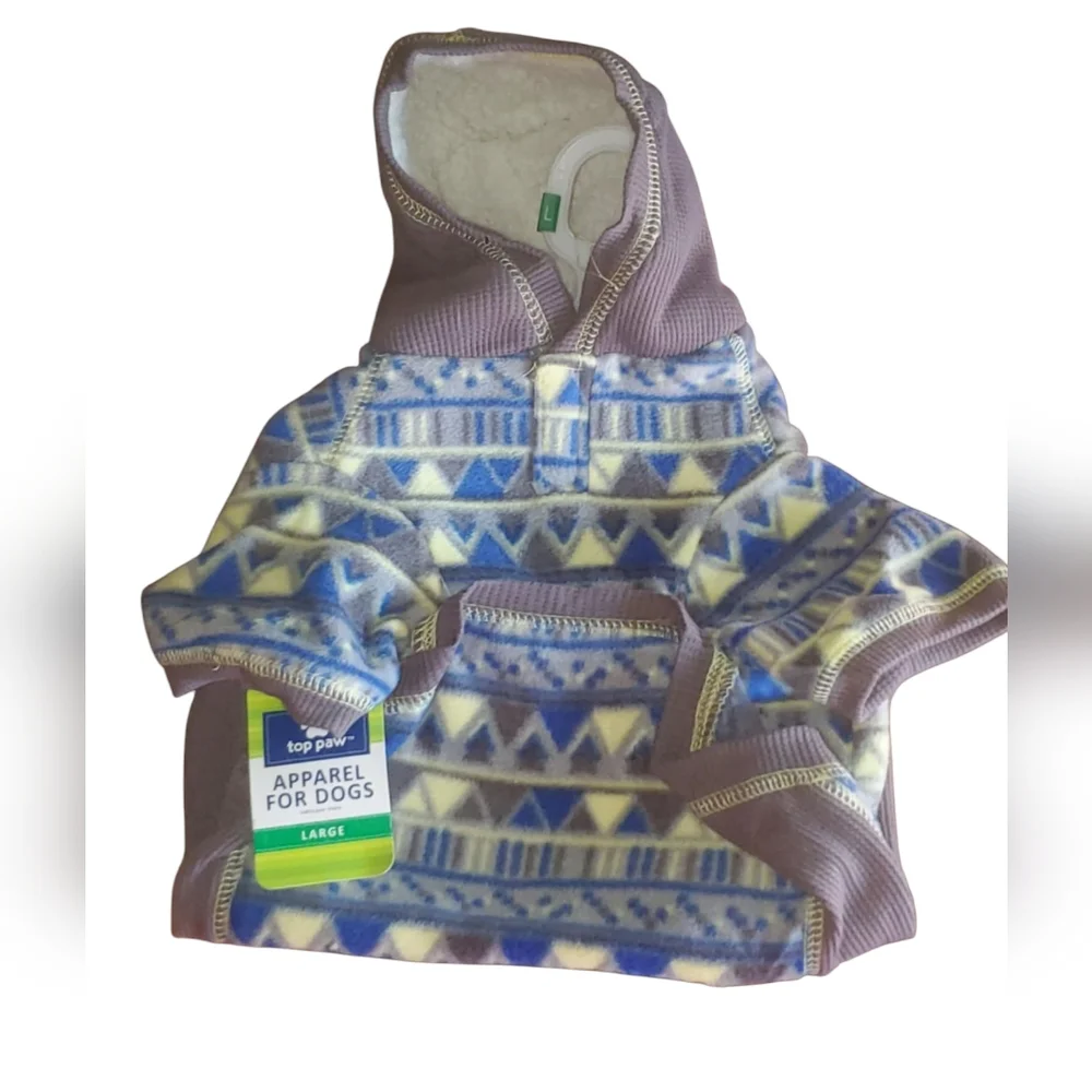 Top Paw Blue and Yellow  Patterned Sweater Size Large